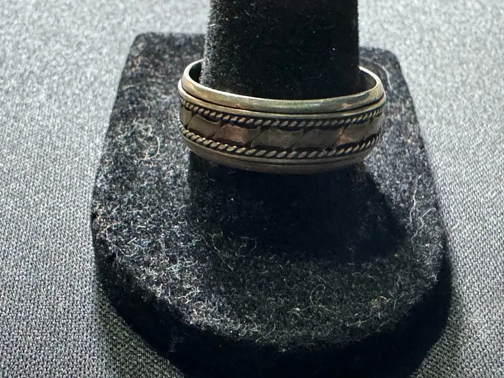 Vintage 925 Silver Dual Twisted Rope Mens Band Ring Size 11
